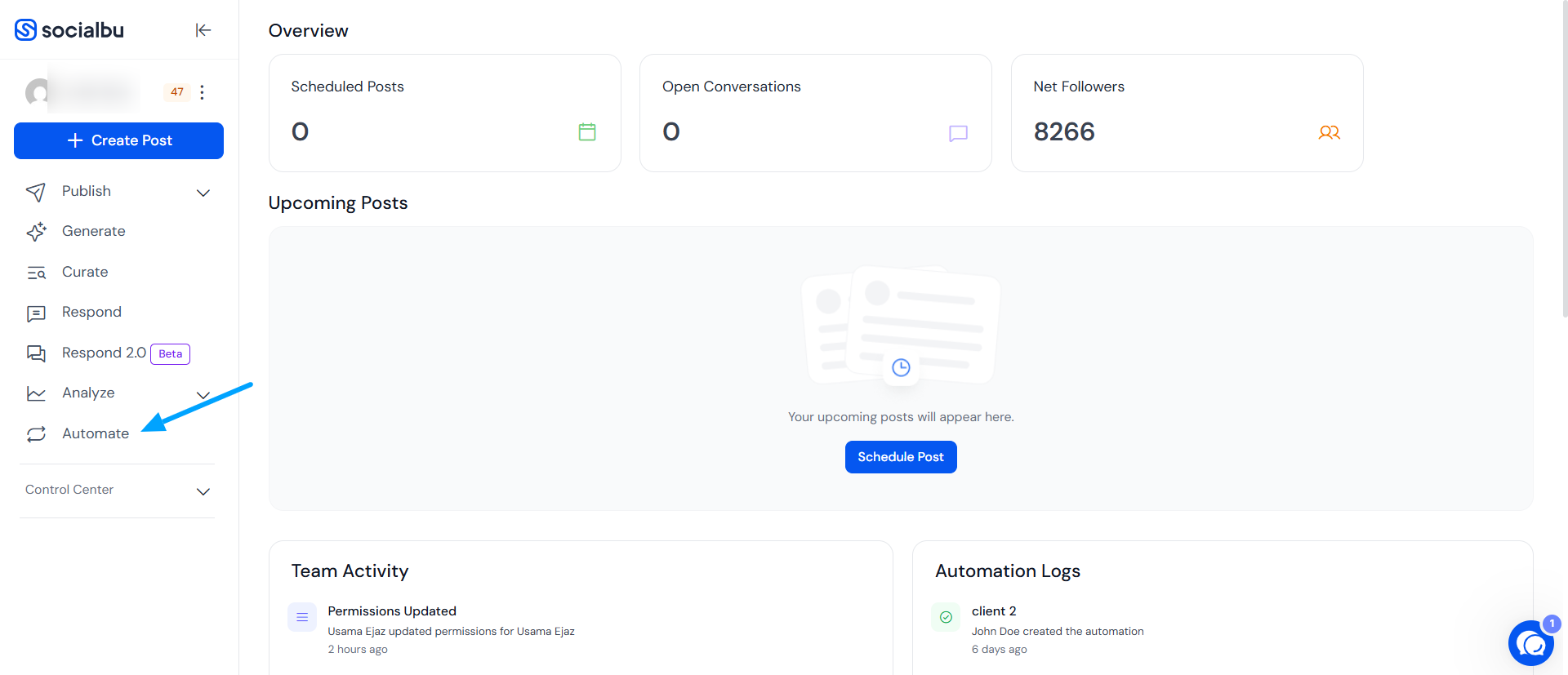 RSS feed automation setup in SocialBu Flow Editor